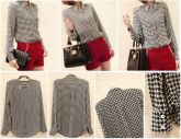 Blusa Chiffon estampa Houndstooth