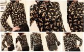 Blusa Chiffon Animal Print (Preta)
