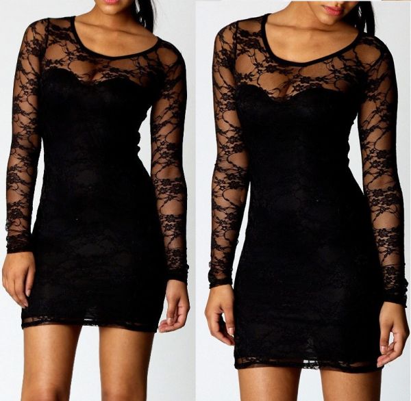 Vestido Renda Manga longa